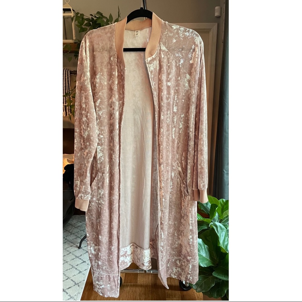 BP. pink velvet duster cardigan